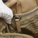 PRADA Tote Bag Nylon Leather Beige Silver Auth bs31154-16