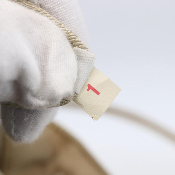 PRADA Tote Bag Nylon Leather Beige Silver Auth bs31154