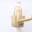PRADA Tote Bag Nylon Leather Beige Silver Auth bs31154-23