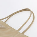 PRADA Tote Bag Nylon Leather Beige Silver Auth bs31154-8