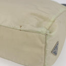 PRADA Shoulder Bag Nylon Leather Beige Silver Auth bs31155-17