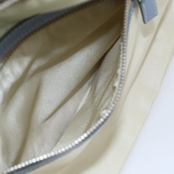 PRADA Shoulder Bag Nylon Leather Beige Silver Auth bs31155