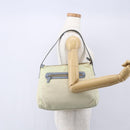 PRADA Shoulder Bag Nylon Leather Beige Silver Auth bs31155-26