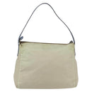 PRADA Shoulder Bag Nylon Leather Beige Silver Auth bs31155-2