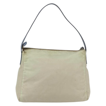 PRADA Shoulder Bag Nylon Leather Beige Silver Auth bs31155 - 0
