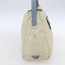 PRADA Shoulder Bag Nylon Leather Beige Silver Auth bs31155-3