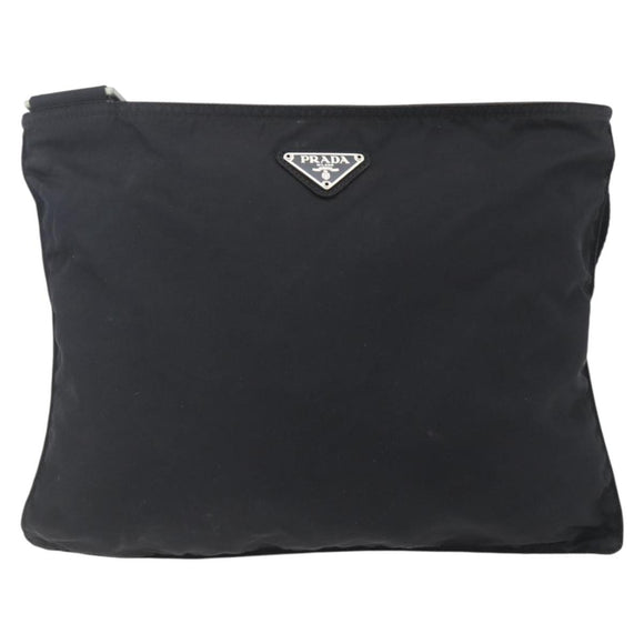 PRADA Shoulder Bag Nylon Black Silver Auth bs31158