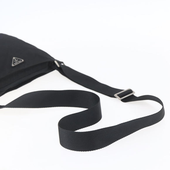 PRADA Shoulder Bag Nylon Black Silver Auth bs31158
