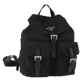 PRADA Backpack Nylon Black Silver Auth bs31160