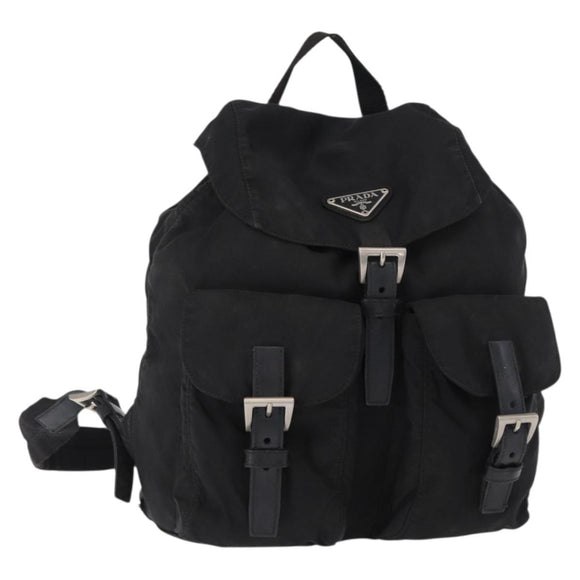 PRADA Backpack Nylon Black Silver Auth bs31160