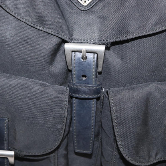 PRADA Backpack Nylon Black Silver Auth bs31160
