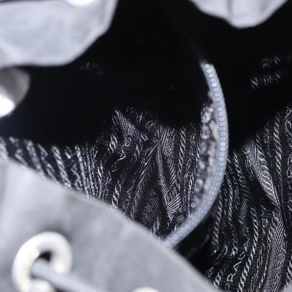 PRADA Backpack Nylon Black Silver Auth bs31160