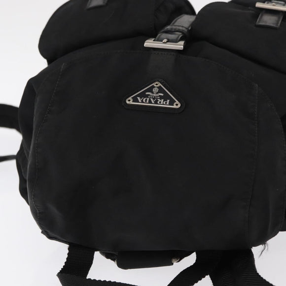 PRADA Backpack Nylon Black Silver Auth bs31160