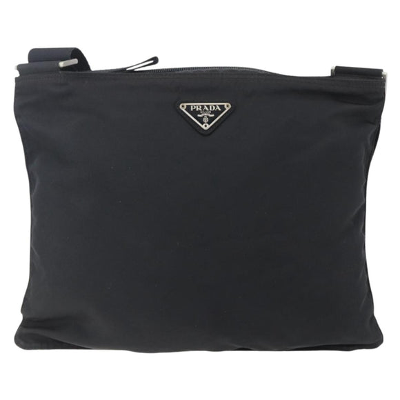 PRADA Shoulder Bag Nylon Black Silver Auth bs31163