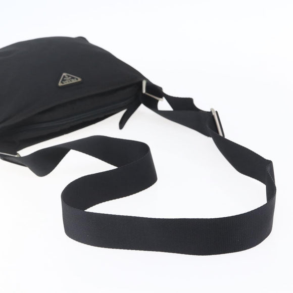 PRADA Shoulder Bag Nylon Black Silver Auth bs31163