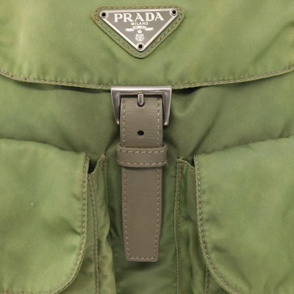 PRADA Backpack Nylon Green Silver Auth bs31165