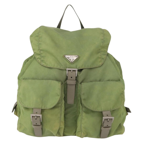 PRADA Backpack Nylon Green Silver Auth bs31165
