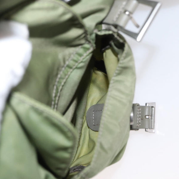 PRADA Backpack Nylon Green Silver Auth bs31165