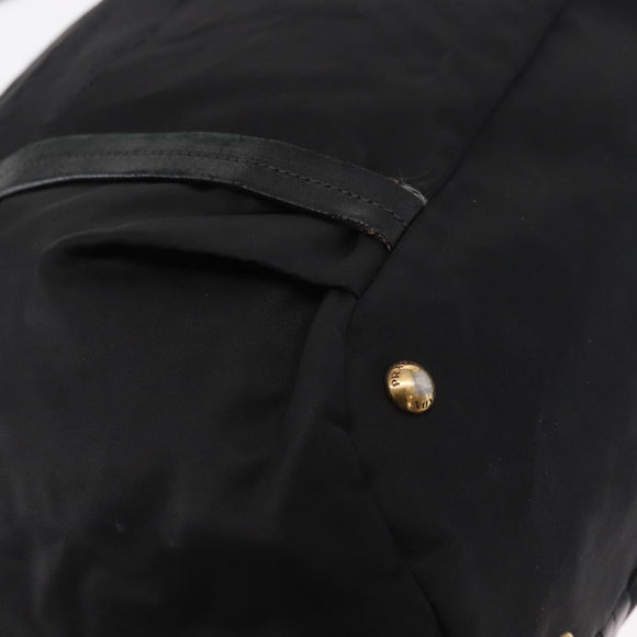 PRADA Tote Bag Nylon Leather 2way Black Gold Auth bs31167