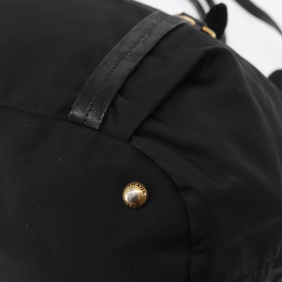 PRADA Tote Bag Nylon Leather 2way Black Gold Auth bs31167