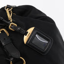 PRADA Tote Bag Nylon Leather 2way Black Gold Auth bs31167-17
