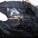 PRADA Tote Bag Nylon Leather 2way Black Gold Auth bs31167-22