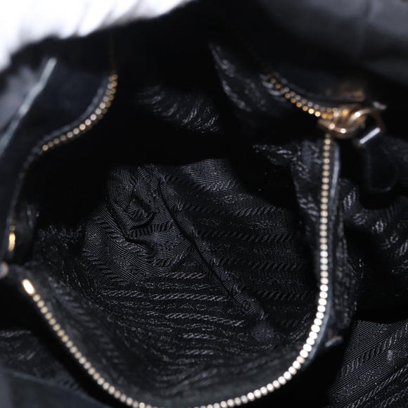 PRADA Tote Bag Nylon Leather 2way Black Gold Auth bs31167