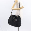 PRADA Tote Bag Nylon Leather 2way Black Gold Auth bs31167-25