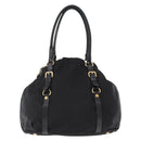 PRADA Tote Bag Nylon Leather 2way Black Gold Auth bs31167-3