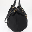 PRADA Tote Bag Nylon Leather 2way Black Gold Auth bs31167-4