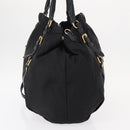 PRADA Tote Bag Nylon Leather 2way Black Gold Auth bs31167-5