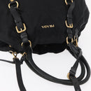 PRADA Tote Bag Nylon Leather 2way Black Gold Auth bs31167-6
