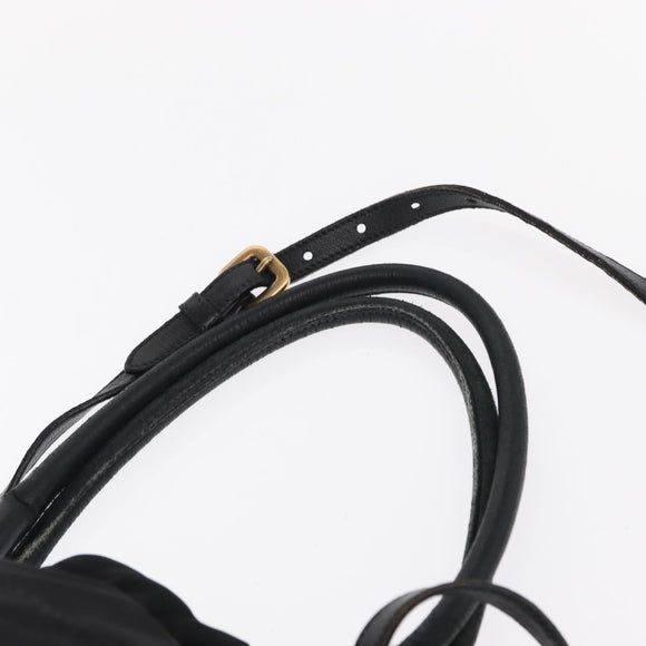 PRADA Tote Bag Nylon Leather 2way Black Gold Auth bs31167