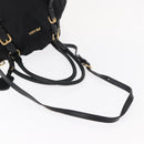 PRADA Tote Bag Nylon Leather 2way Black Gold Auth bs31167-9