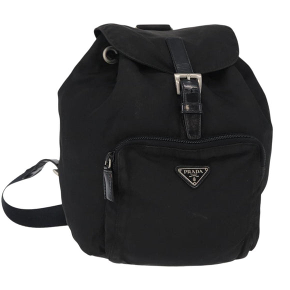 PRADA Backpack Nylon Black Silver Auth bs31169