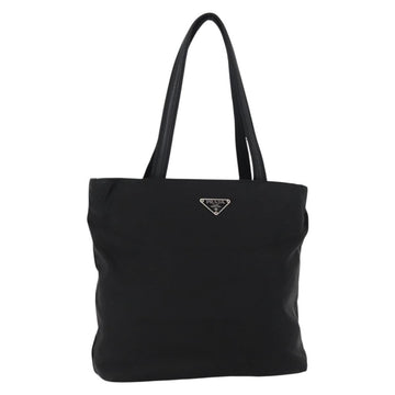 PRADA Tote Bag Nylon Black Silver Auth bs31170