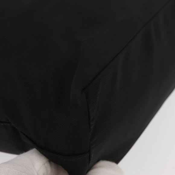 PRADA Tote Bag Nylon Black Silver Auth bs31170