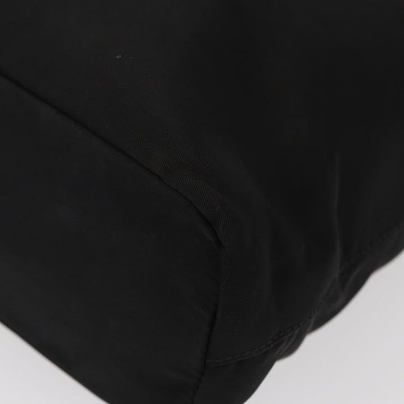 PRADA Tote Bag Nylon Black Silver Auth bs31170