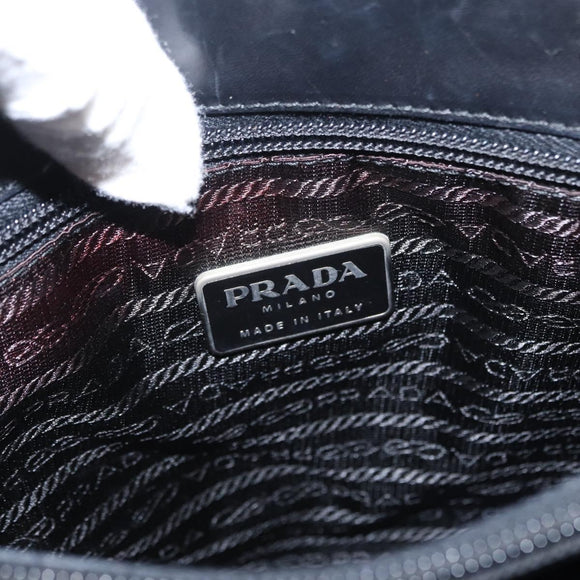 PRADA Tote Bag Nylon Black Silver Auth bs31170
