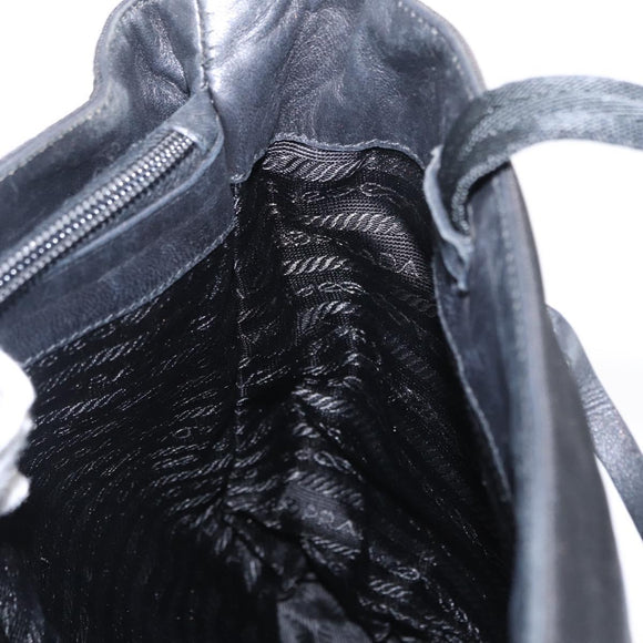 PRADA Tote Bag Nylon Black Silver Auth bs31170