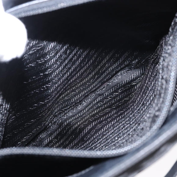 PRADA Tote Bag Nylon Black Silver Auth bs31170