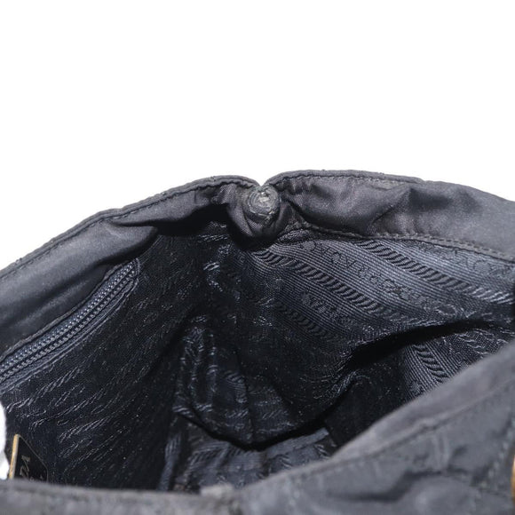PRADA Chain Hand Bag Nylon Black Gold Auth bs31172