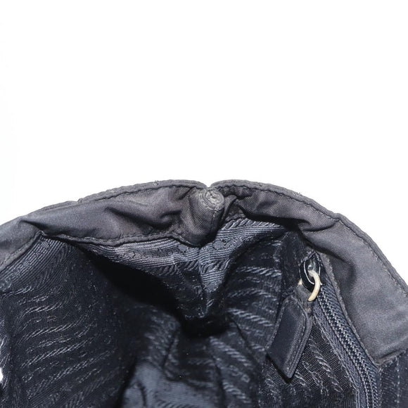 PRADA Chain Hand Bag Nylon Black Gold Auth bs31172