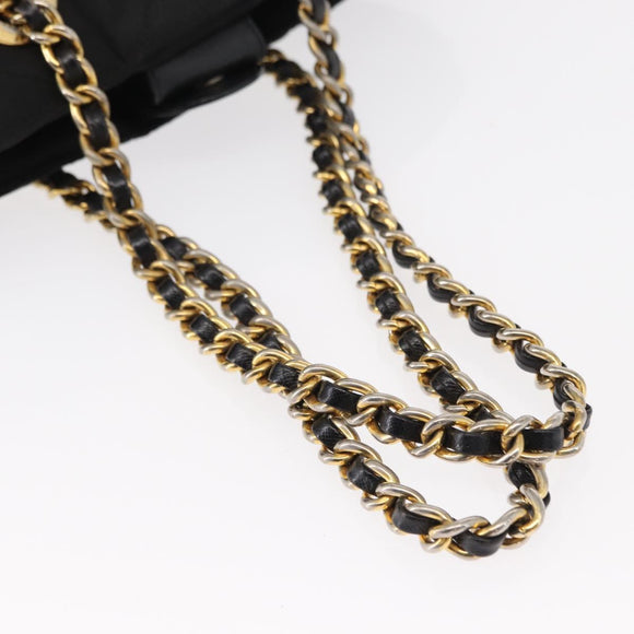 PRADA Chain Hand Bag Nylon Black Gold Auth bs31172