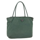 PRADA Tote Bag Nylon Khaki Silver Auth bs31174-1