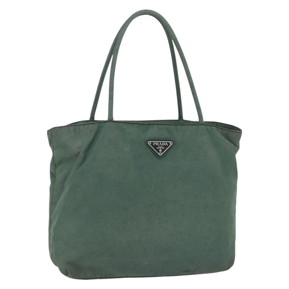 PRADA Tote Bag Nylon Khaki Silver Auth bs31174
