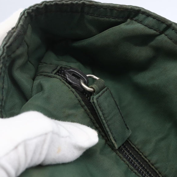 PRADA Tote Bag Nylon Khaki Silver Auth bs31174