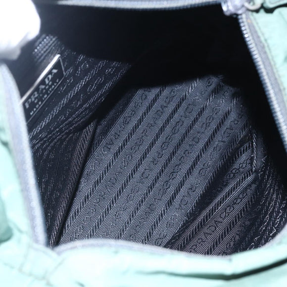 PRADA Tote Bag Nylon Khaki Silver Auth bs31174