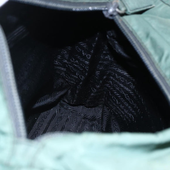 PRADA Tote Bag Nylon Khaki Silver Auth bs31174