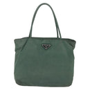 PRADA Tote Bag Nylon Khaki Silver Auth bs31174-13